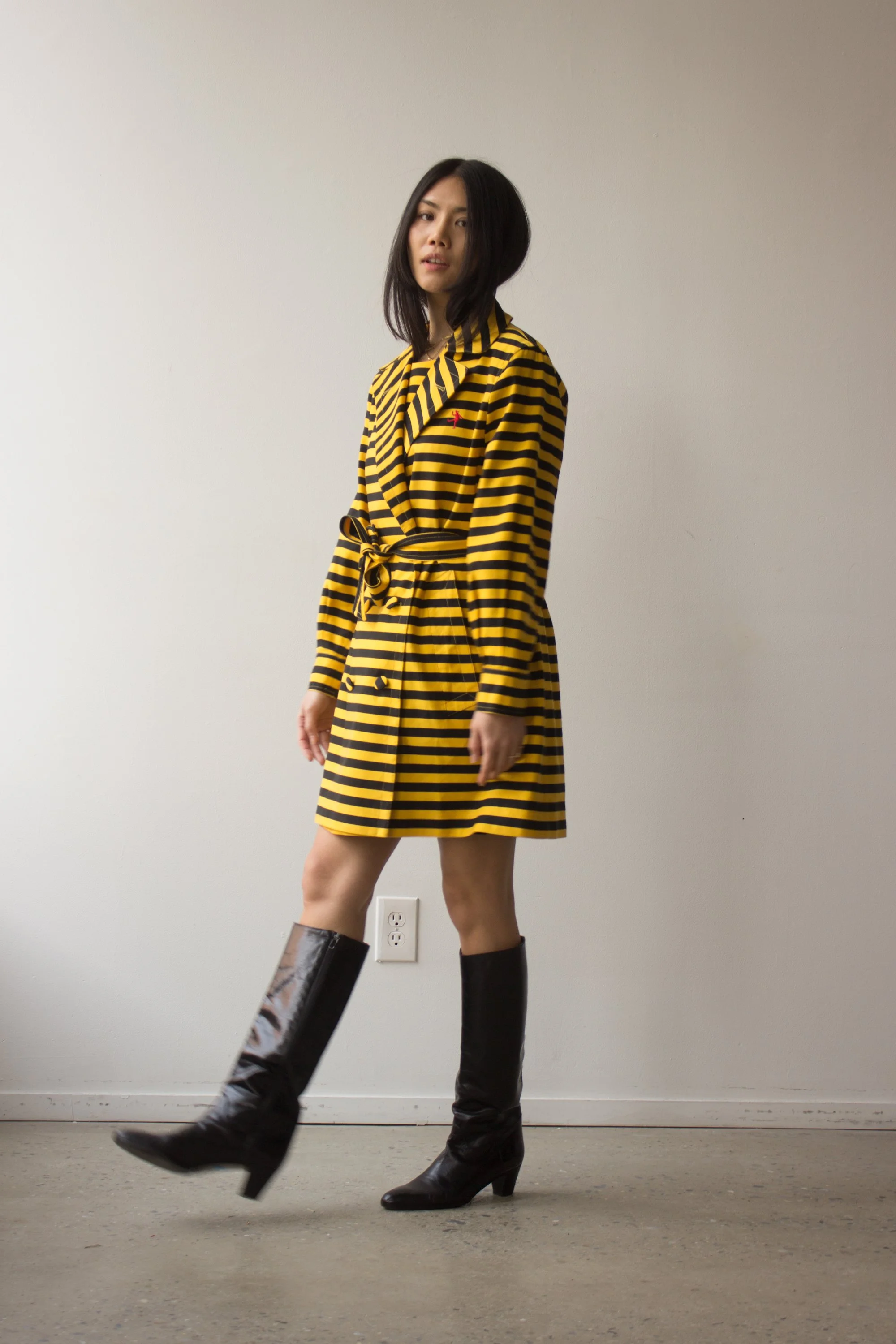 Early 90s Moschino Cheap & Chic Silk Faille Striped Jacket and Early 90s Moschino Cheap & Chic Silk Faille Striped Jacket and